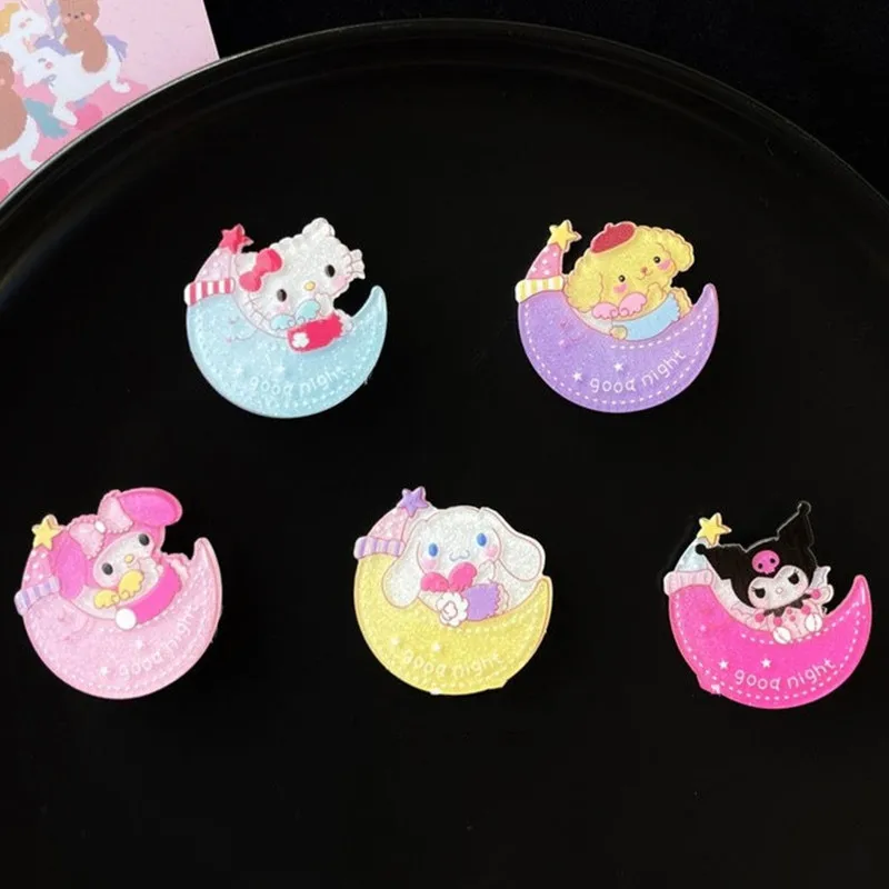 

Kawaii Sanrio Anime series mymelody Cinnamoroll Kuromi cute Fashion creative sweet moon shape girl hairpin jewelry festival gift