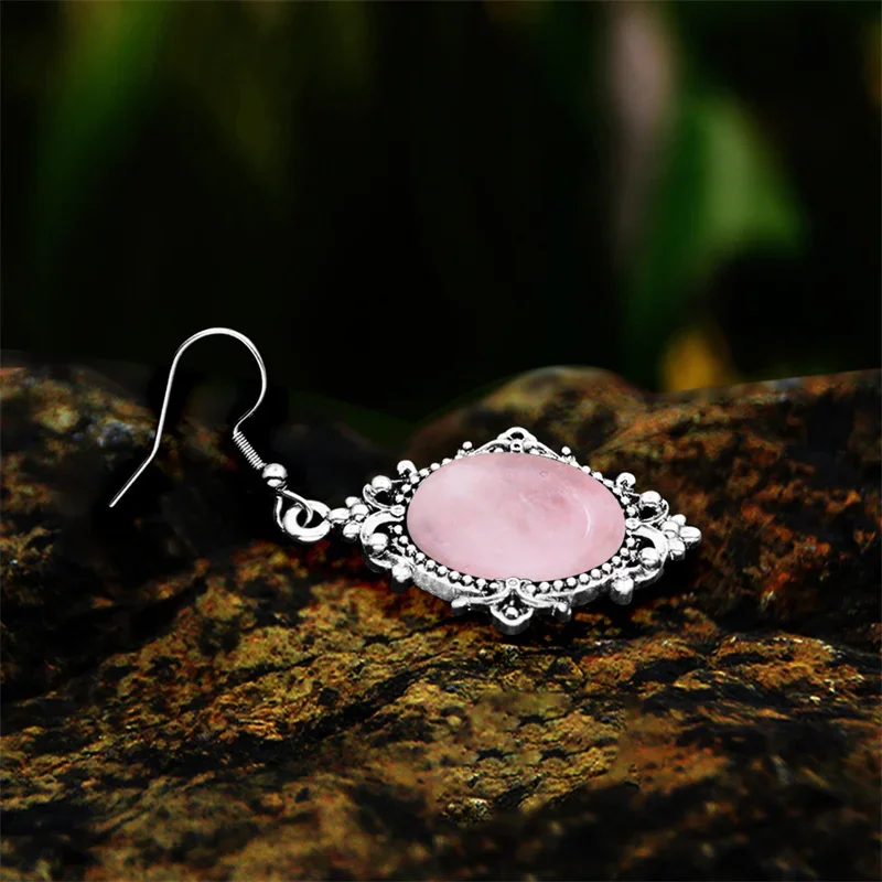 Серьги-подвески Anstory Унакит из нержавеющей стали