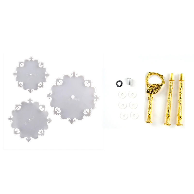 

1 Набор «сделай сам», 3-слойная искусственная Фруктовая тарелка, силиконовая форма, европейская кружевная подставка для десерта, торта, крис...