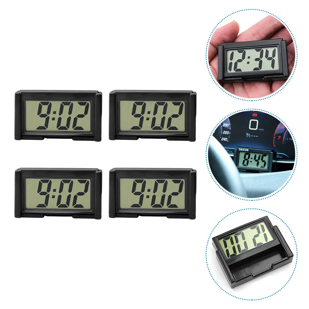 

4 Pcs Vehicle Clocks Car Mini Clocks Desktop Electronic Clocks Digital Clocks