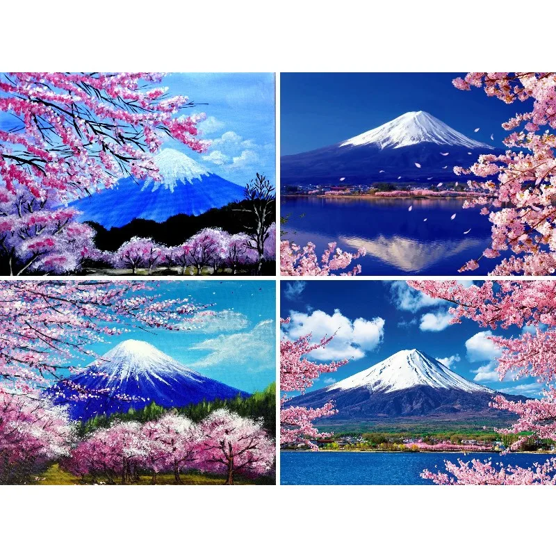 

Алмазная 5D картина «сделай сам», пейзаж, крепление Fuji, розовая Сакура стразы, картина, полная круглая Алмазная вышивка, домашний декор, подарок