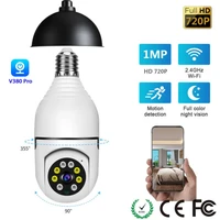wifi ip ptz e27 bulb 720p lamp camera h 265 night vision home security camera auto tracking video surveillance camera v380 app