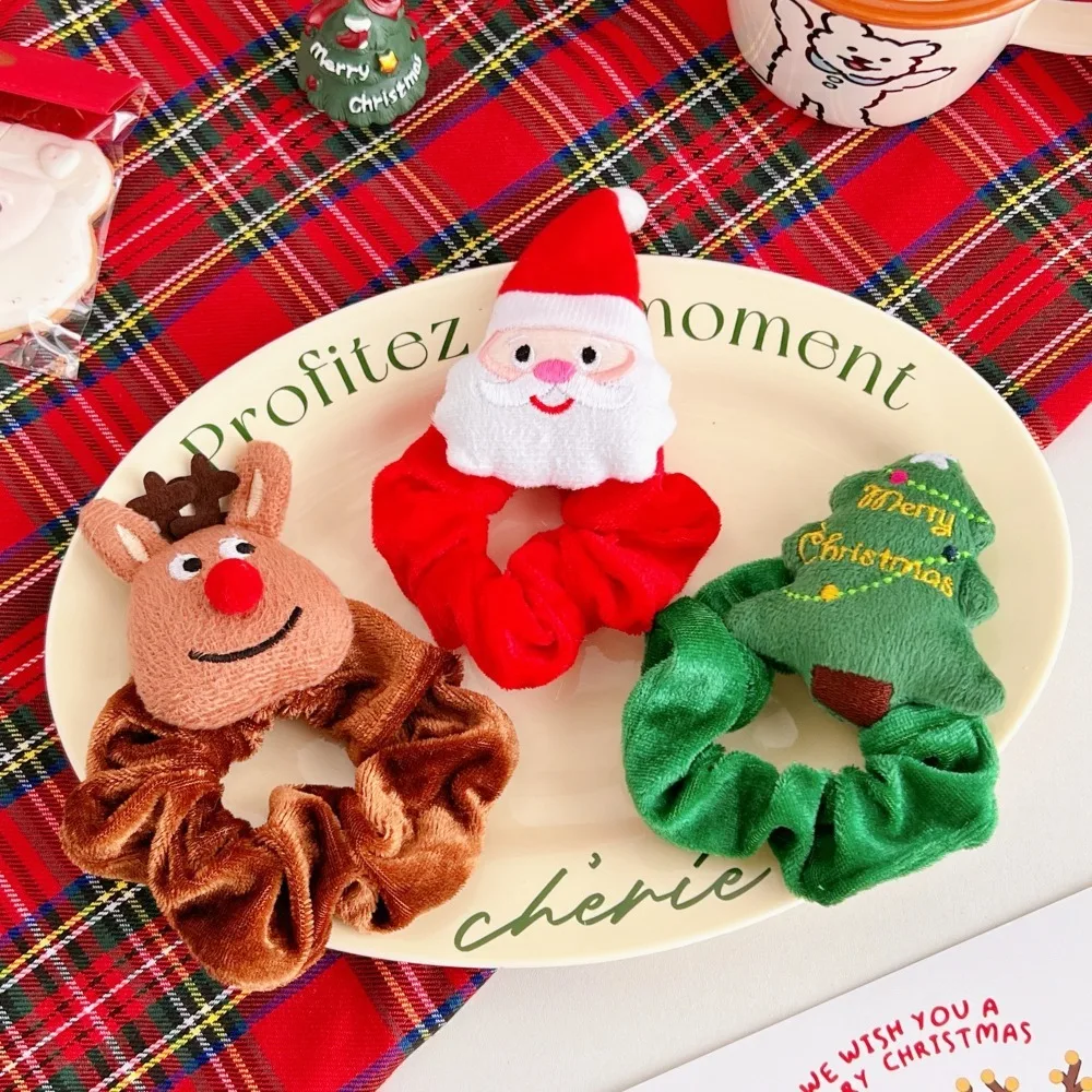 

Temperament French Fairy Tree Elk Santa Claus Fluffy Scrunchies Christmas Hair Rope Headwear Korean Style Hair Band