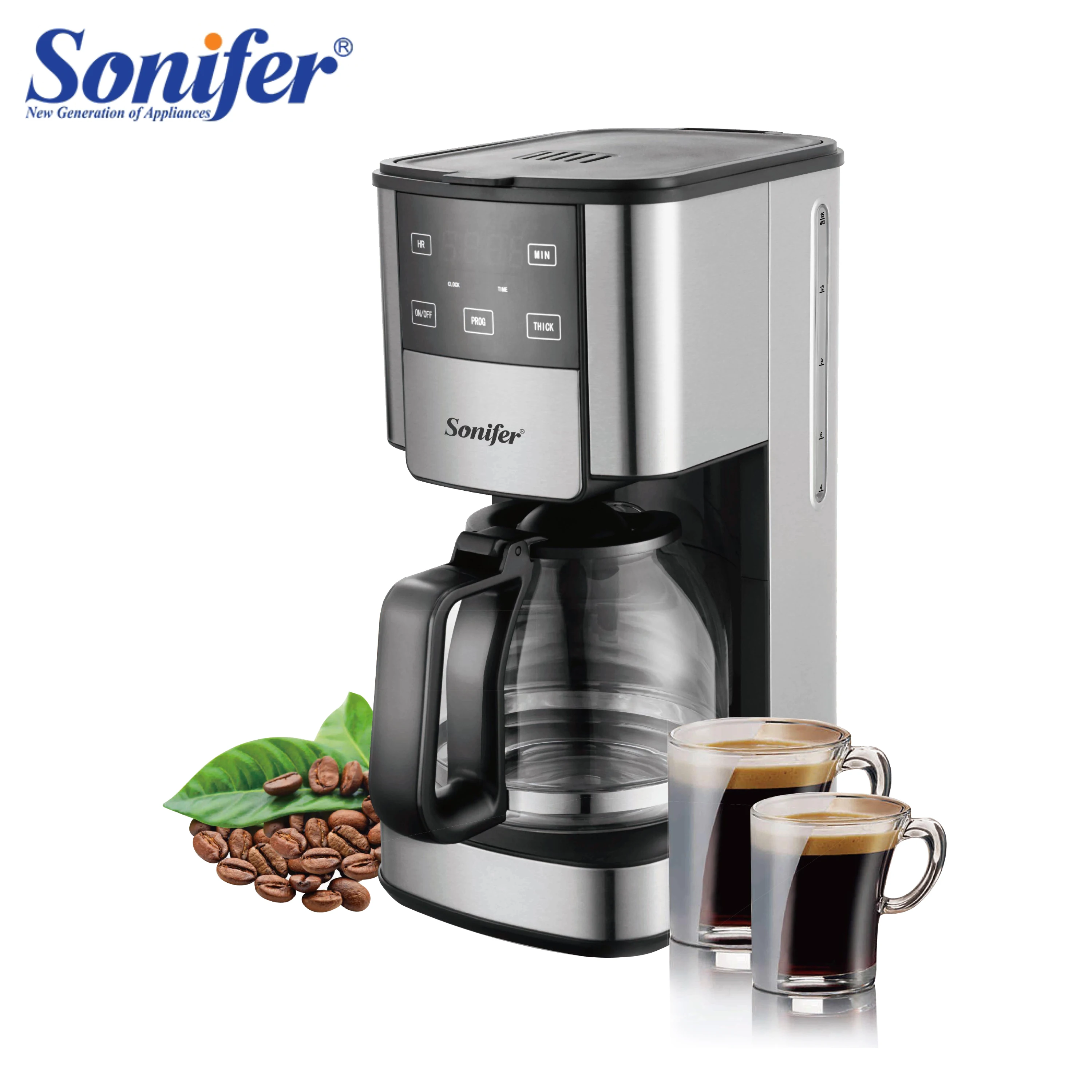 

Drip Coffee Maker 1.8L With Filter Programmable Timer Household 1000W Digital Display Coffee Machine With Aroma Functio Sonifer