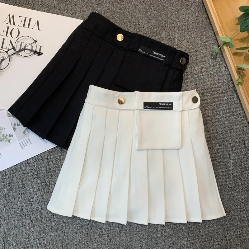 

Girls Short Pleated Skirt 2023 Summer New Middle And Big Children's A-line All-match Skirts Kids Clothing Solid Girls Clothes