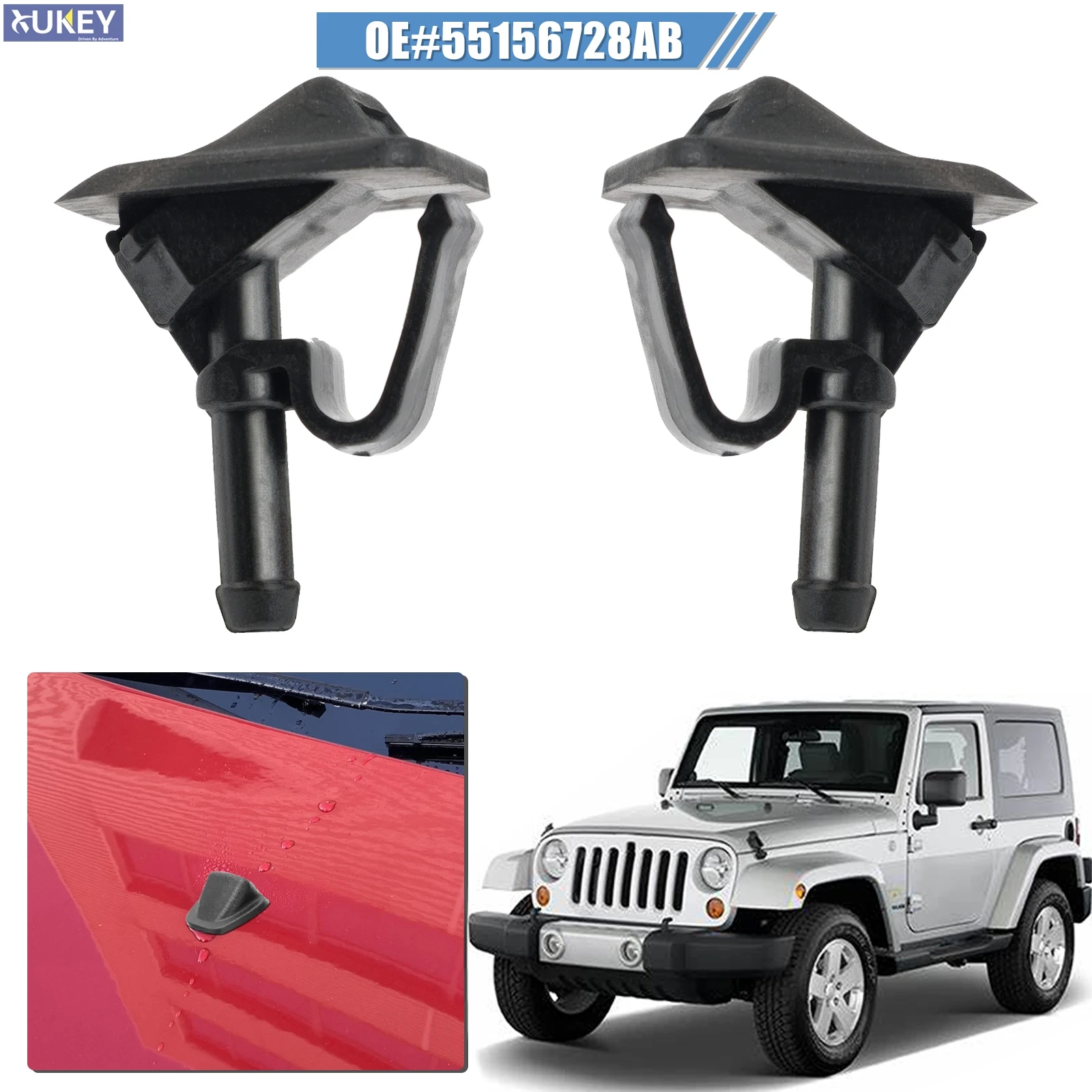 Фото 2 шт. XUKEY, пара форсунок для омывателя лобового стекла 55156728AB для Jeep Wrangler 2012 2011 2010 2009 2008 2007 2006 №1