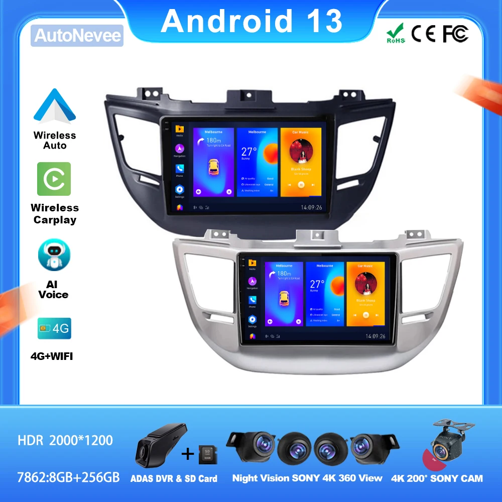 

Radio Car Android For HYUNDAI TUCSON IX35 3 2015 2016 2017 2018 Automotive Multimedia 5G DVD Wifi Stereo Receiver Vehicle Camera