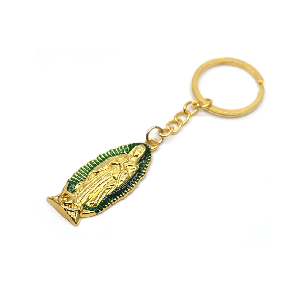 Religious Jewelry Gold Enamel Virgin of Guadelupe Key Chains For Men Women |