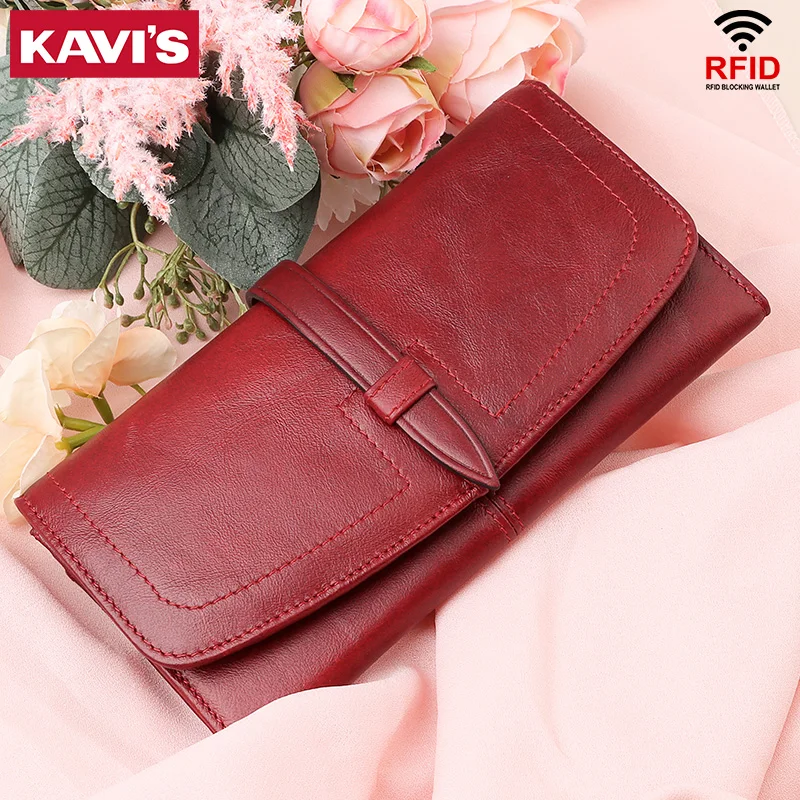 

100% Genuine Leather Women's Wallet Long Multi-Card Clutch with Zipper Coin Pocket Large Capacity RFID Card Holder Phone Bag
