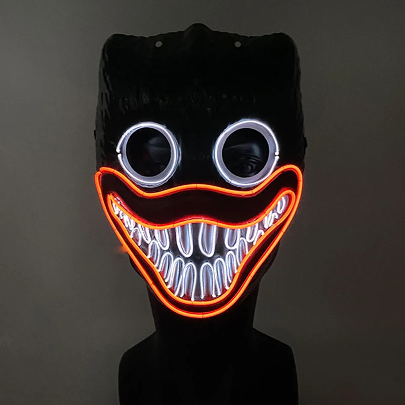 Хэллоуин ужас Косплей светодиодсветильник ящаяся Маска Костюм светящаяся