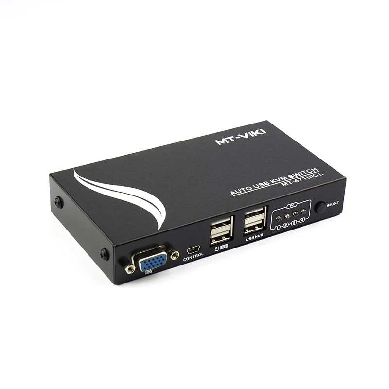 MT-Viki 4 Port Auto VGA Switch  USB KVM Switch Hotkey Select with Original Cables Metal Casing  Resolution PC Manage MT-471UK-L