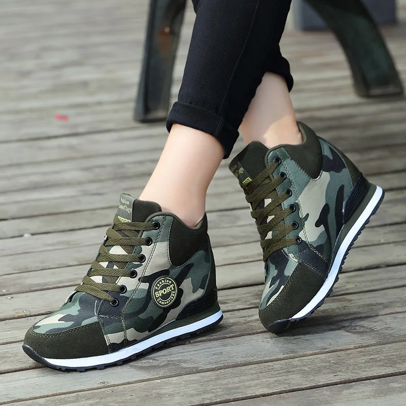 Woman Wedge Platform Sneakers High Top Women Casual Shoes Hidden Heels Ladies Sport Sneaker Camouflage Trends 2022 Running Shoes