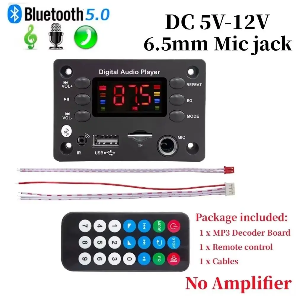 Фото Новый музыкальный плеер MP3 с Bluetooth 5.0, FM-радио, многофункциональный USB-аудиоплеер для автомобиля, 5В постоянного тока №2