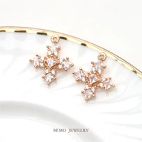mimo jewelry copper plated gold inlaid square zircon gothic cross pendant diy accessories