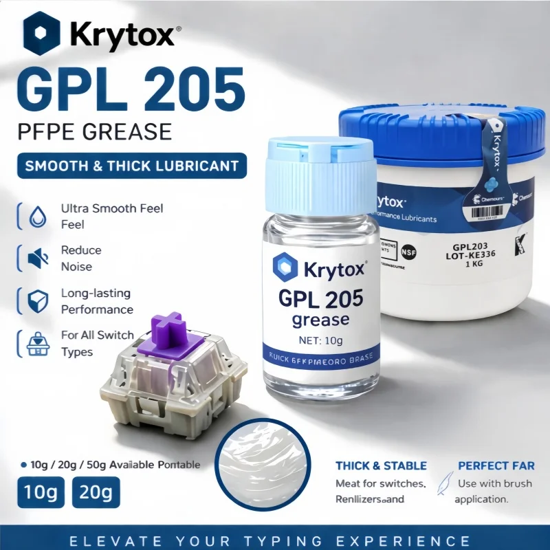 Фото Смазка Krytox GPL105 и консистентная смазка GPL205 для механических клавиатур, смазка на основе PFPE для стабилизаторов механических клавиатур, 10 г, 20 г №1