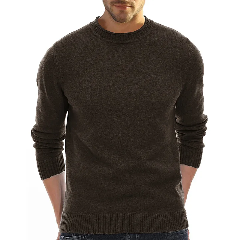 

Retro Slim Long Sleeve O Neck Sweaters Men Top Fashion Basic Pullover Clothes Autumn New Winter Mens Solid Rib Knitted Jumper