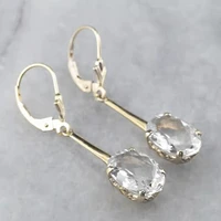 luxury 925 silver post gold plated earrings with white zircon hook drop earrings for women