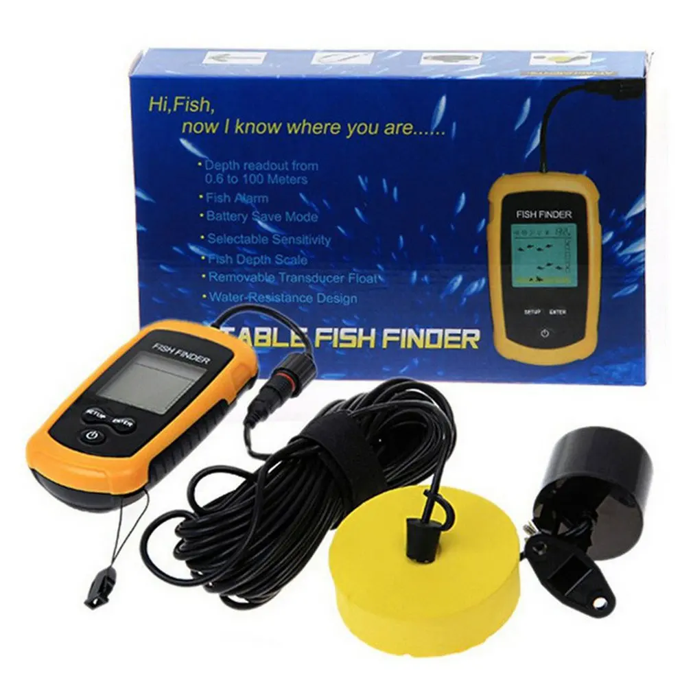 

Portable Fish Finder Liquid Crystal Ultrasonic Sonar Fish Detector Wired And Wireless Alarm Transducer Lake Sea Fishing