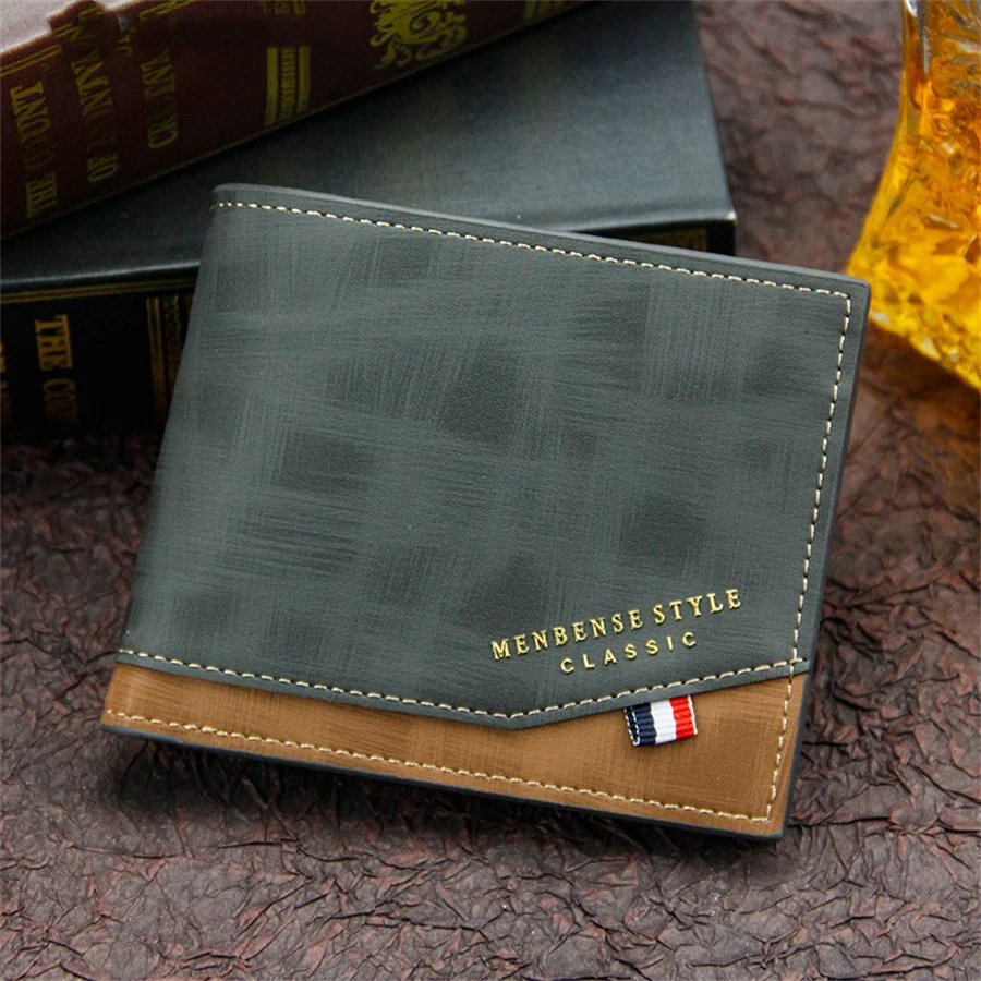 

2022 Men's Wallet Solid Color Leather Business Short Wallet Famous Vintage Multi-card Soft Purse Coin Bag Valentine's Day Bag