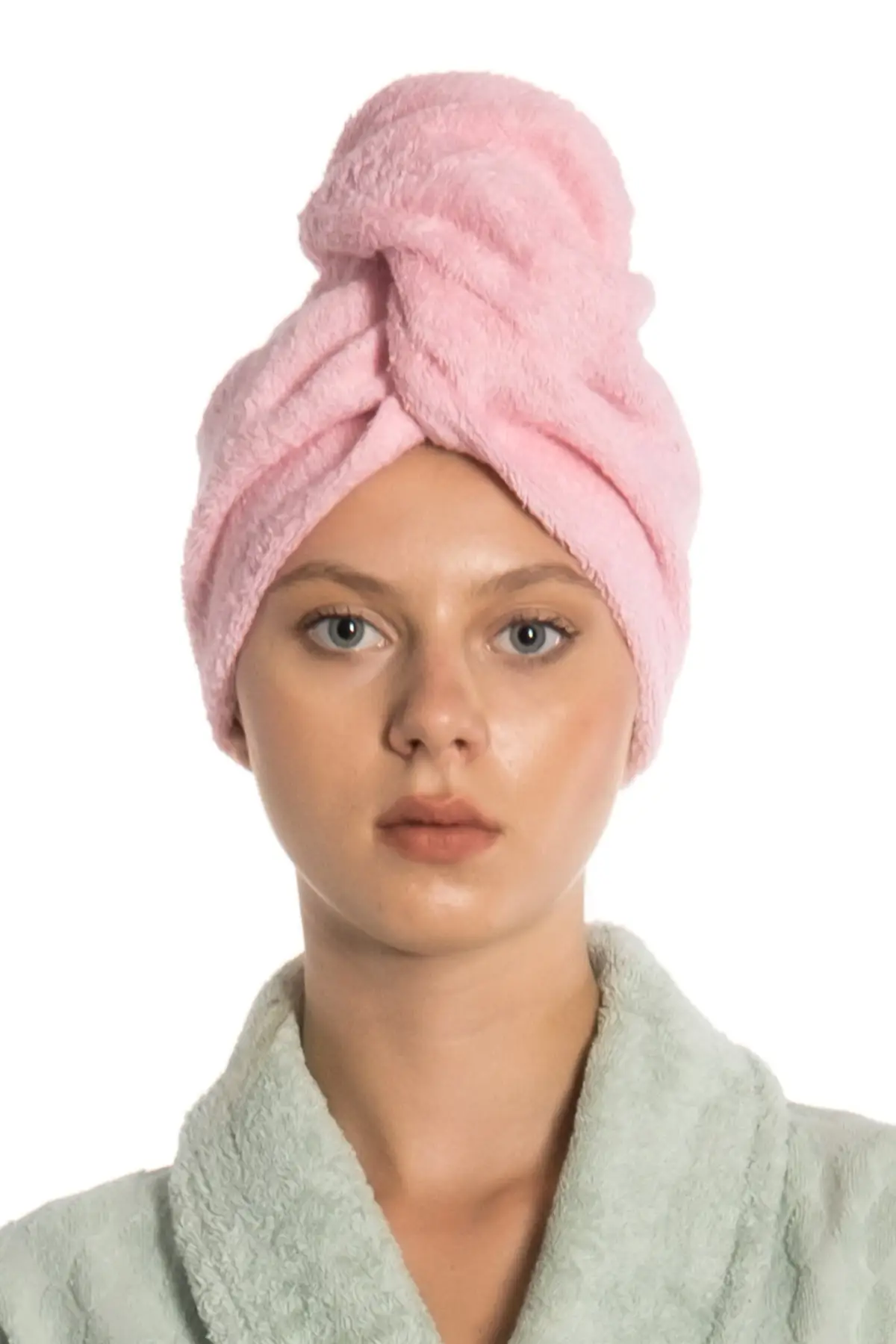 

Flat Eponj Button Towel Pink Hair Drying Cap