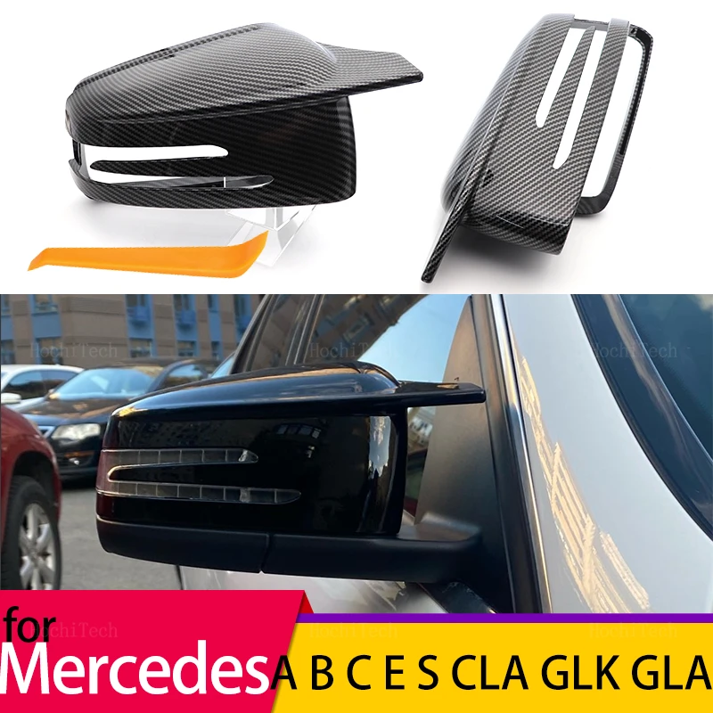 

Стильные черные колпачки для боковых зеркал заднего вида из углеродного волокна для Mercedes-Benz C W204 E W212 W176 W246 CLS C218 GLA X156
