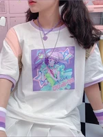 deeptown women tshirts japanese kawaii anime t shirt cartoon magic angel print short sleeve harajuku graphic tees top for women