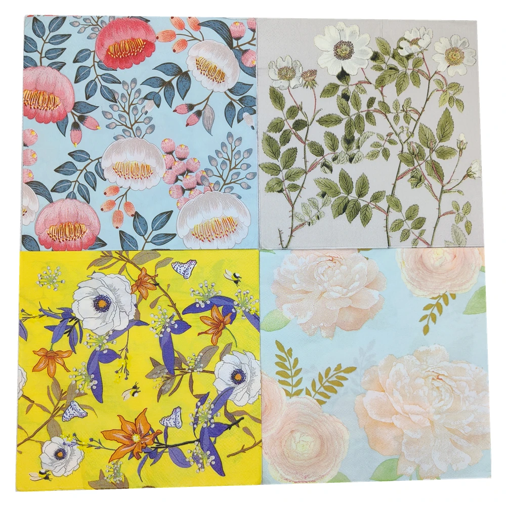 

33cm 10/20pcs Vintage Napkins Paper Decoupage Servilletas Elegant Flowers Tissues Wedding Festive Party Table Towels Decor