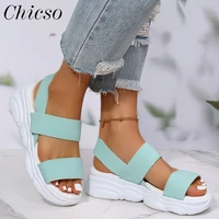 womens casual sandals 2022 summer new open toe ladies elastic band shoes 35 40 large sized comfy home beach sandals