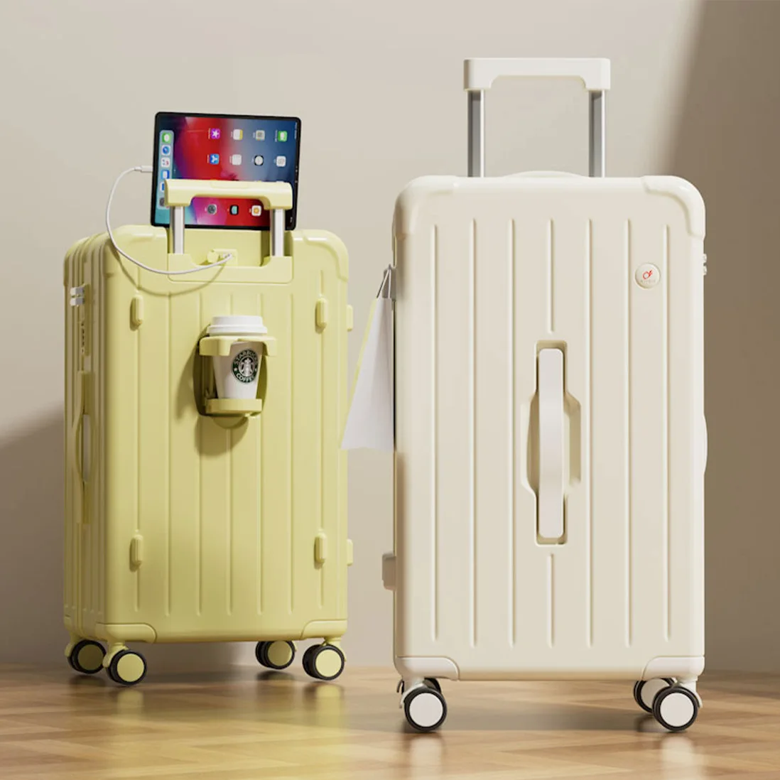 Чемодан новый чемодан большой вместимости с USB-подстаканником женский на