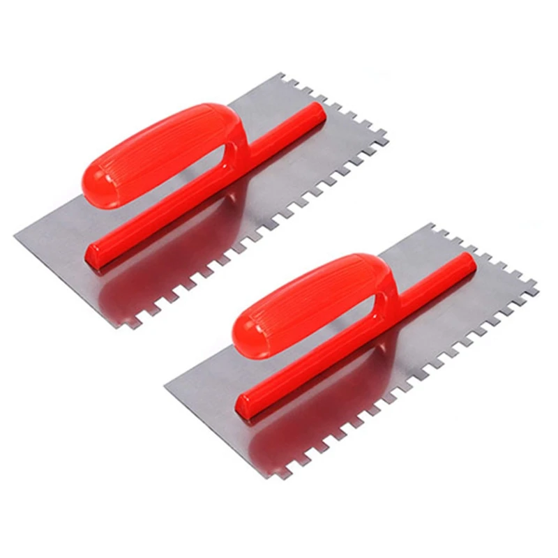 

New-2PCS Finishing Trowel Cement Flaten Plastering Trowel With Square Notch For Tiling Wall Floor Tile Grout Trowel Masonry