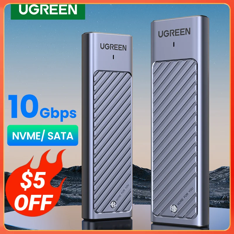 Ugreen M.2 Nvme Sata Ssd Enclosure Adapter 10Gbps Usb 3.2 Gen2 Usb C Custodia Esterna Supporta Chiavi M E B & M