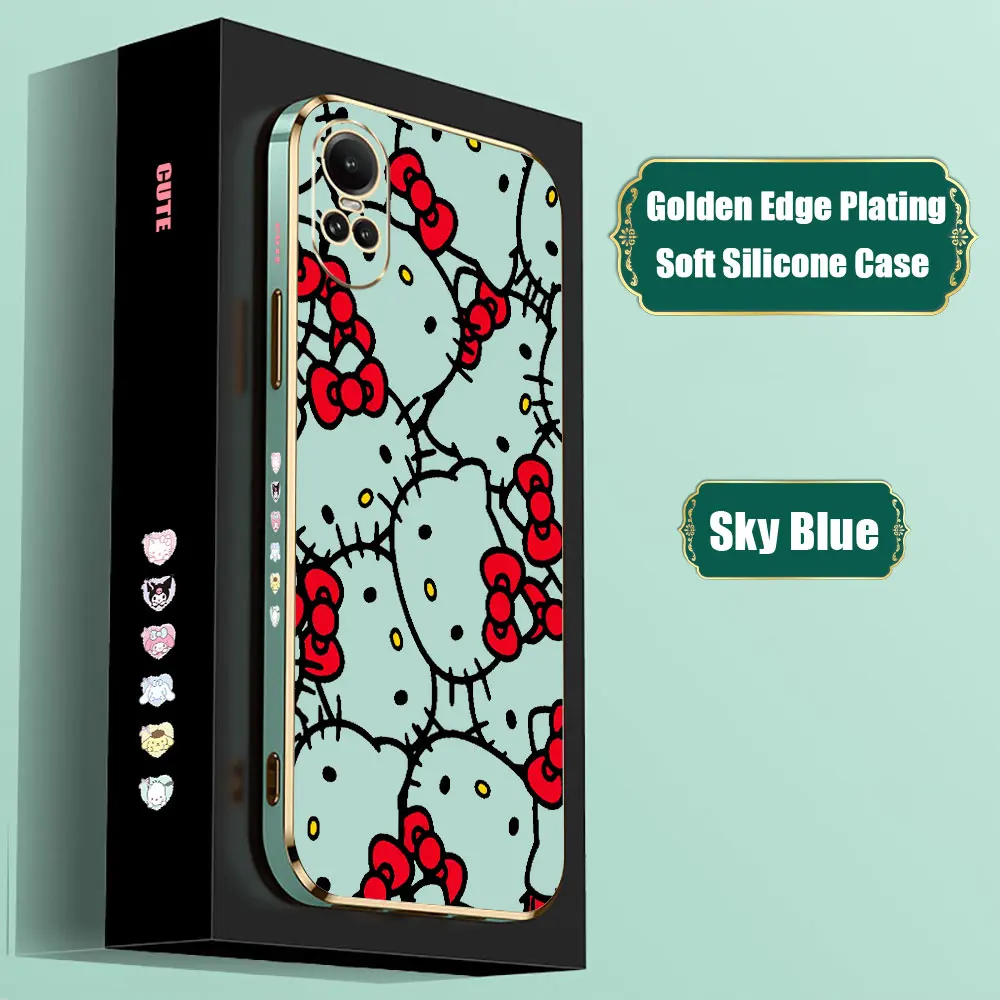 Чехол с рисунком Hello Kitty для OPPO Reno 12 11 11F 10 8 8T 7 7Z 6 6Z 5 5F 4 4F Pro Plus Lite