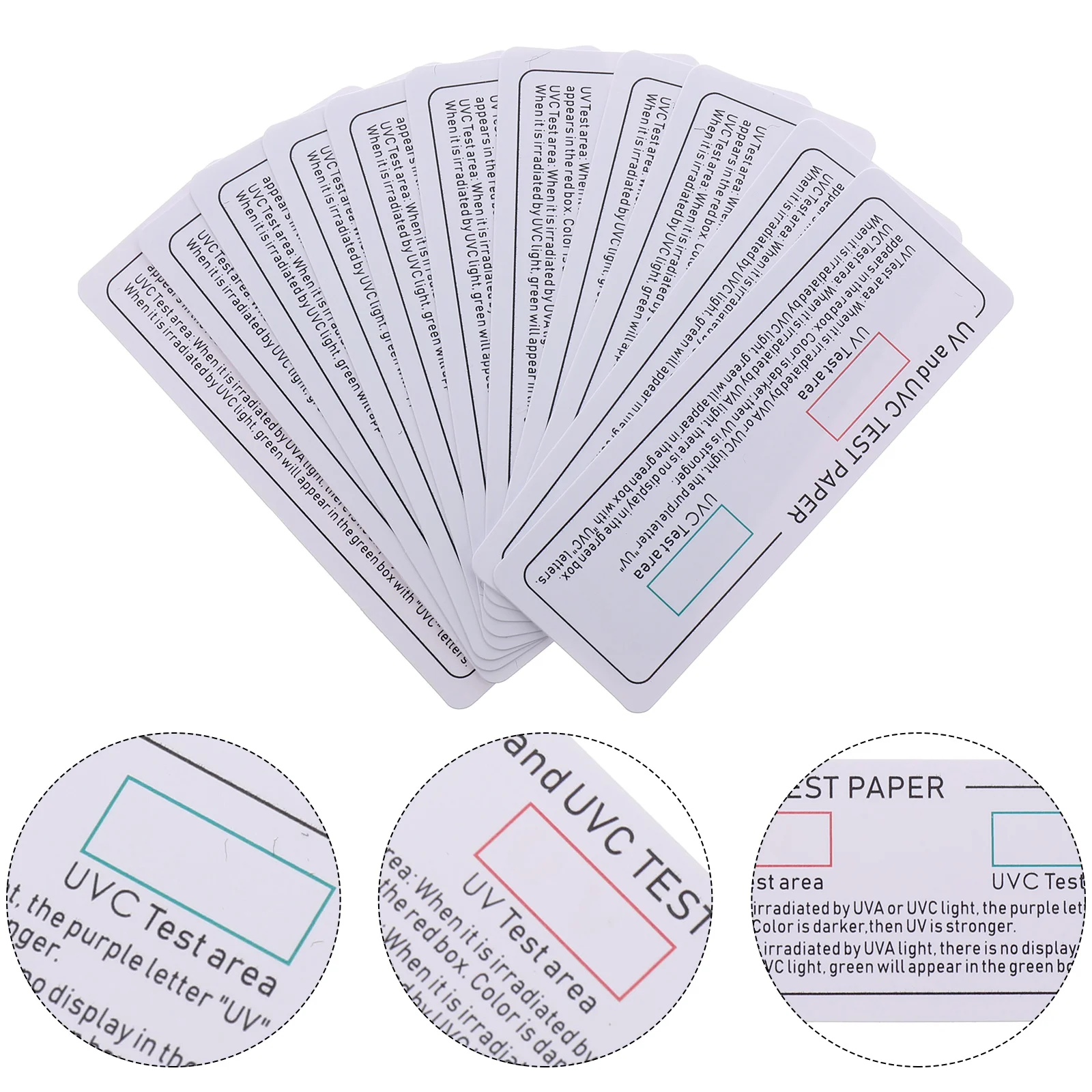 

10 Pcs Discoloration Detection Card UV Test Device Premium Strips 7X2.5CM Papers Pvc Light Effect Tester