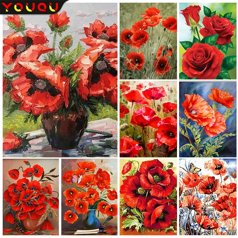 

YOUQU Diamond Painting Flowers Small Size DIY Mosaic Picture Diamond Embroidery Cross Stitch Kit Handicraft Art Home Decoration