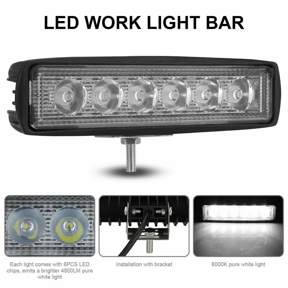 

36W 6-inch LED work light strip, fog light, off-road SUV, all terrain vehicle, driving truck-