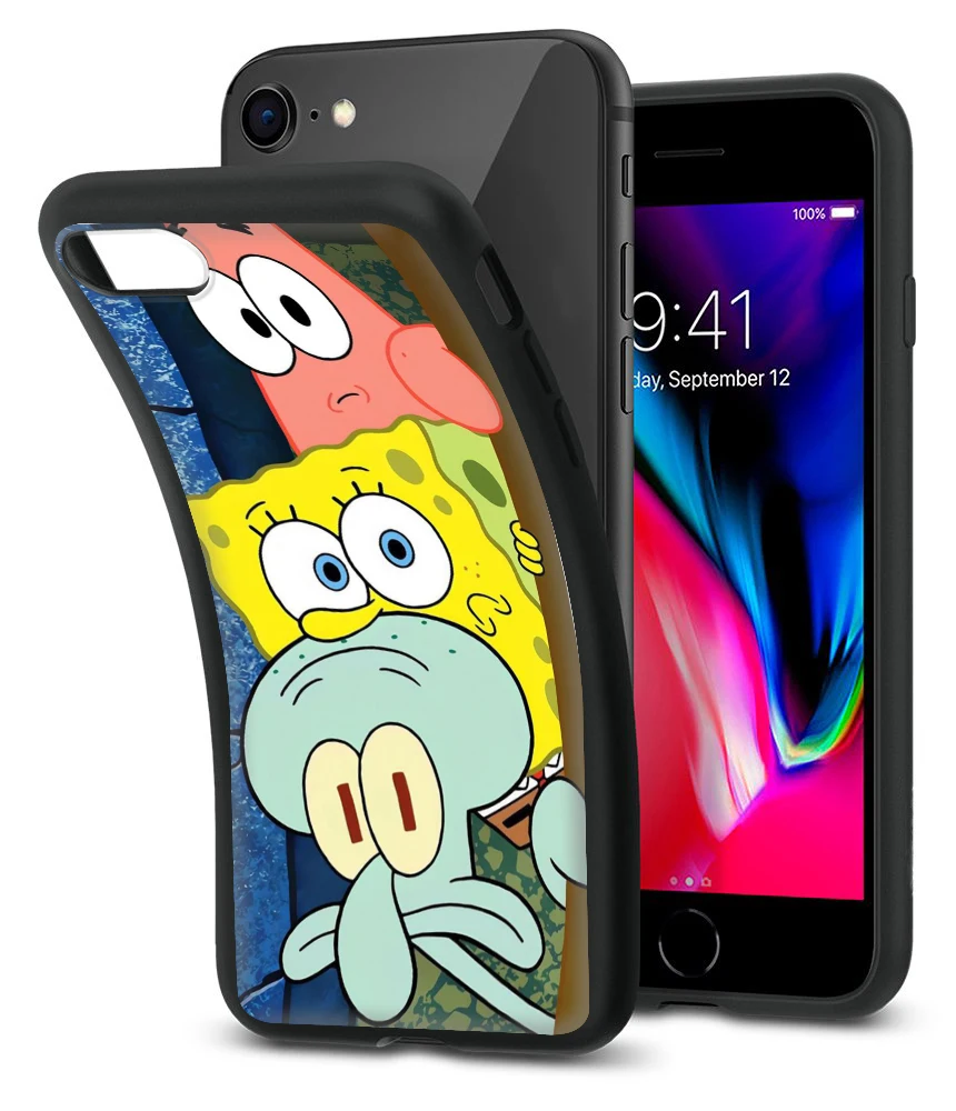 BB19 S-SpongeBobs Square Soft Silicone Case for iPhone X XS XR Pro Max 8 7 6 6s Plus SE Cover