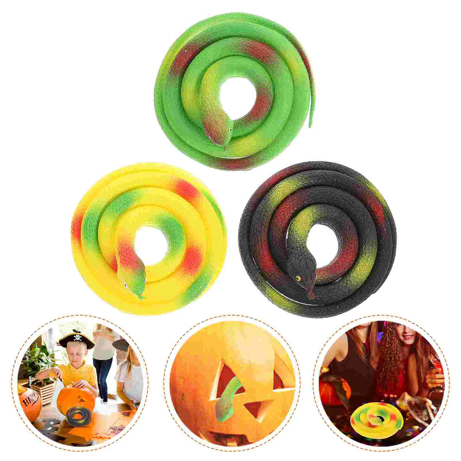 

3pcs Small Rubber Snakes Realistic Snake Prop Simulation Snake Tricky Props for Party April Fools Day ( Colorful )