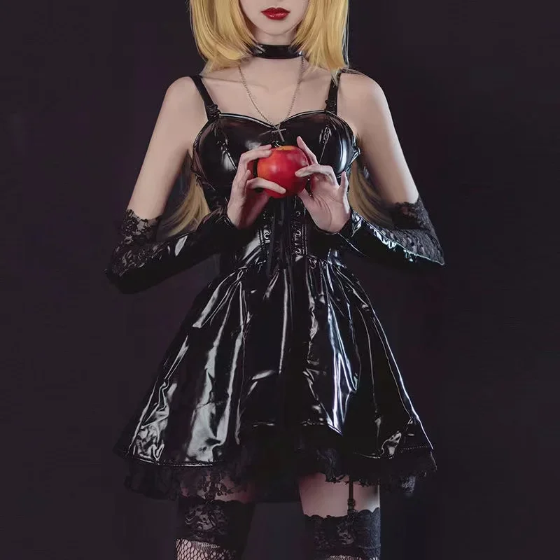 Аниме Death Note Косплей костюмы Misa Amane искусственная кожа сексуальное платье