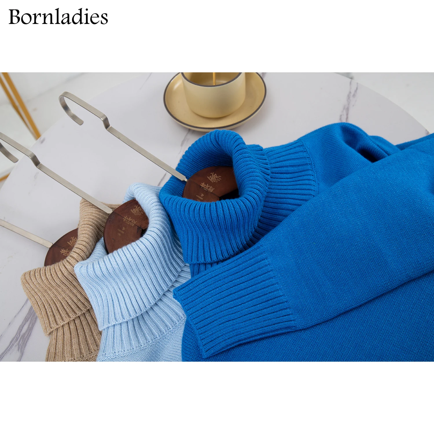 Bornladies женский свитер с высоким воротником шикарный осенне-зимний плотный теплый