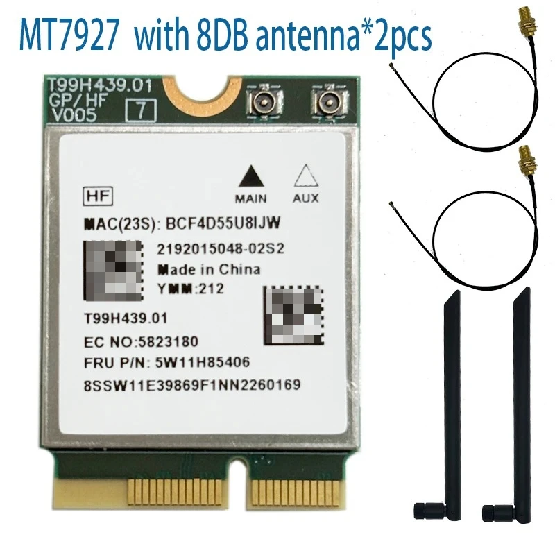 Фото 2026 MediaTek MT7927 Filogic 380 Wi‑Fi 7 802.11BE Трехдиапазонная карта Wi-Fi 2.4G/5G/6G 8774 Мбит/с Bluetooth 5.4 M.2 PCIe №5