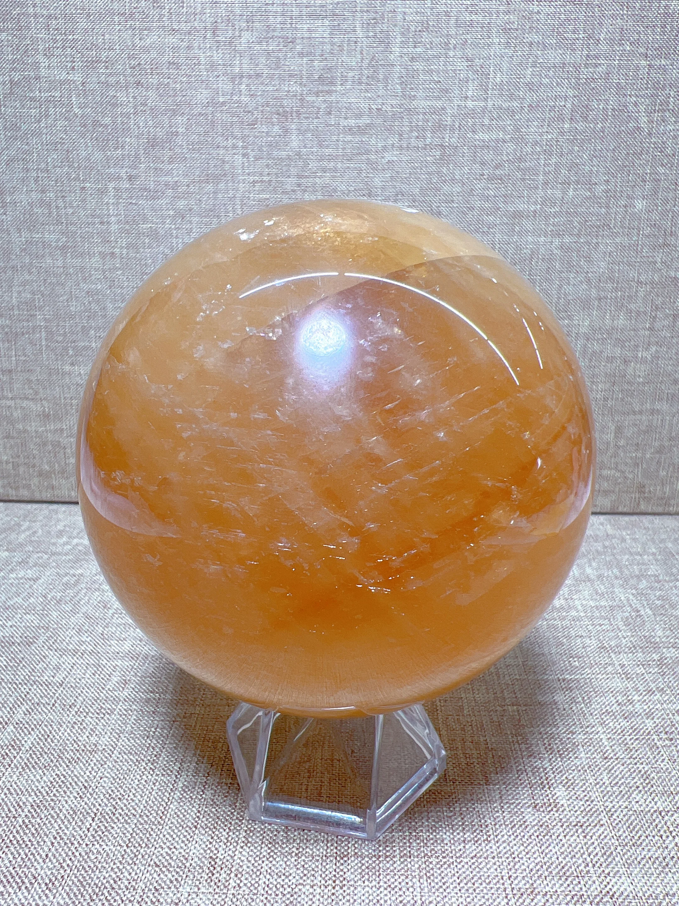 

Natural Honey Calcite Sphere Free Form, Carving Reiki Healing Stone Home Decoration Exquisite Gift