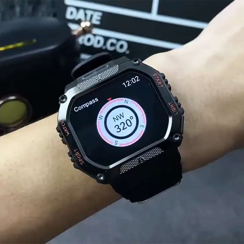 Фото ChiBear SmartWatch Мужские светодиодные фонарики Спортивный уличный компас Bluetooth Вызов Сердечный ритм Водонепроницаемые женские умные часы для Huawei №1