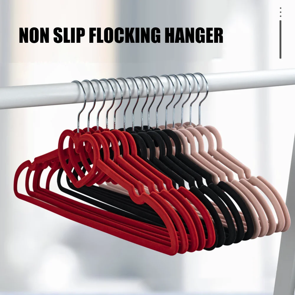 

10Pcs Flocking Hangers Heart Shaped Non-Slip No Trace Clothes Pants Organizer Hanger Seamless Clothing Drying Storage Rack