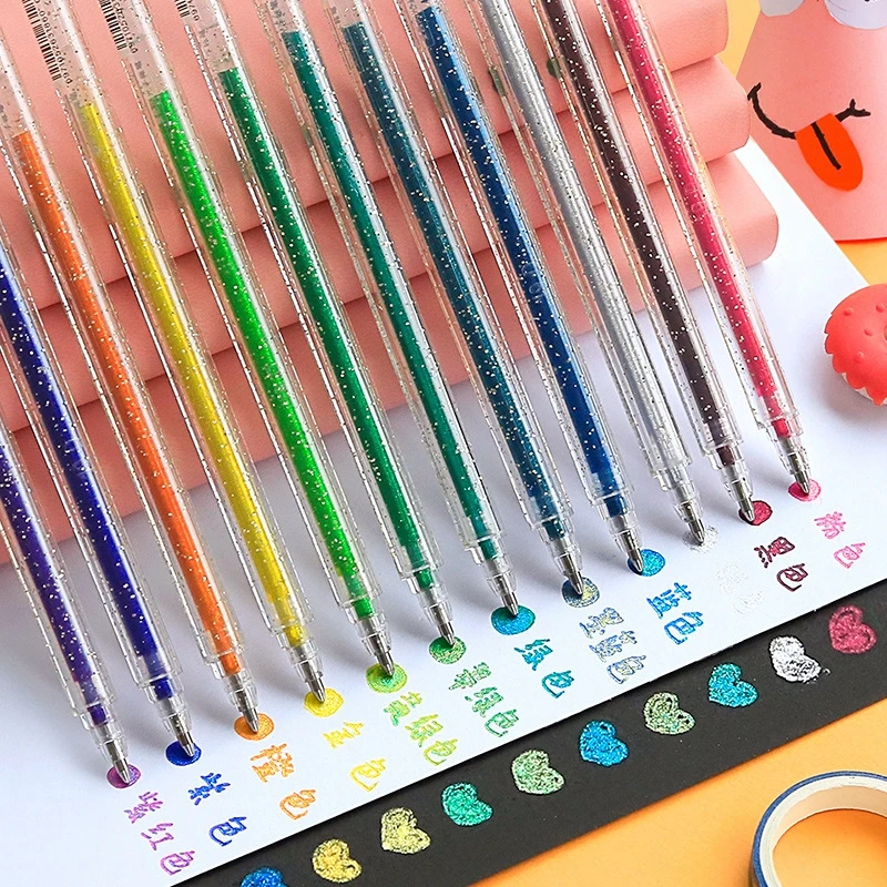 

8/12/18 Colors 1mm Glitter Gel Pen Coloring Books Journals Drawing Doodling Painting Colored Art Markers Stationery