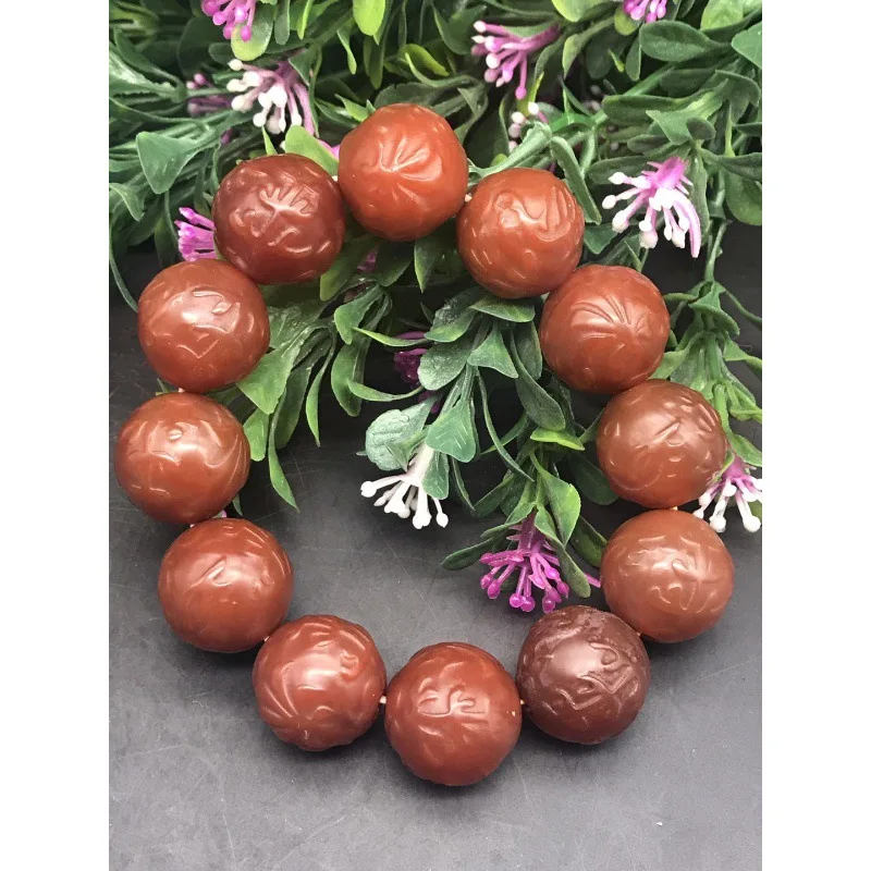 Натуральный резной браслет из агата мужской старого ручная игрушка шелковый с