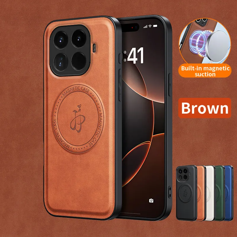 Фото Магнитный чехол с беспроводной зарядкой для Xiaomi 17T Pro Mi 17 5G, защитный чехол из искусственной кожи, жесткая задняя панель, Coque Funda №1