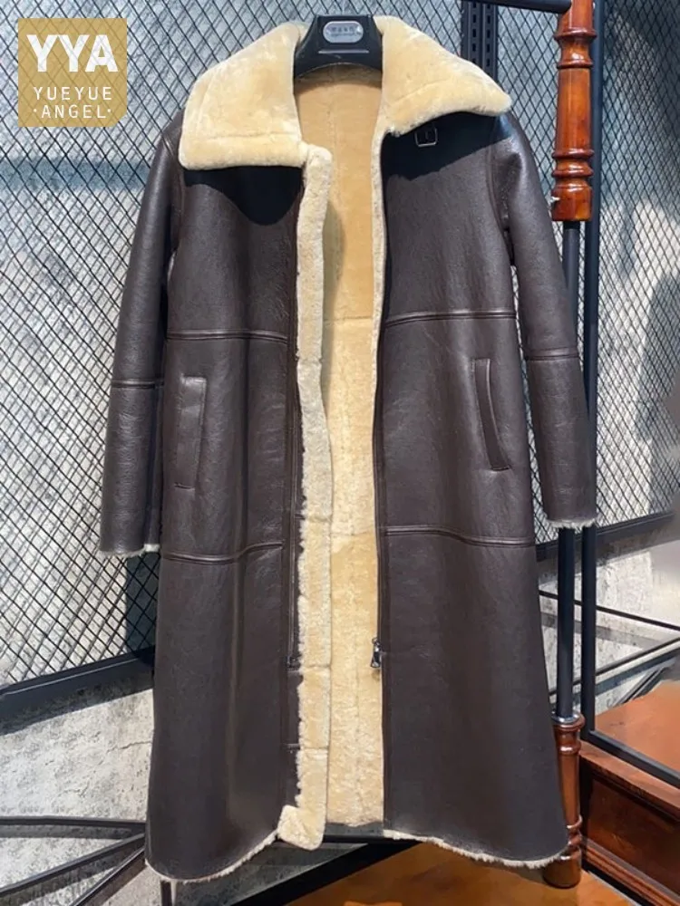 

Coat Luxury Women Real Fur New Winter Outerwear Genuine Leather Shearling Long Jacket Warm Wool Lining Sheepskin Female Overcoat