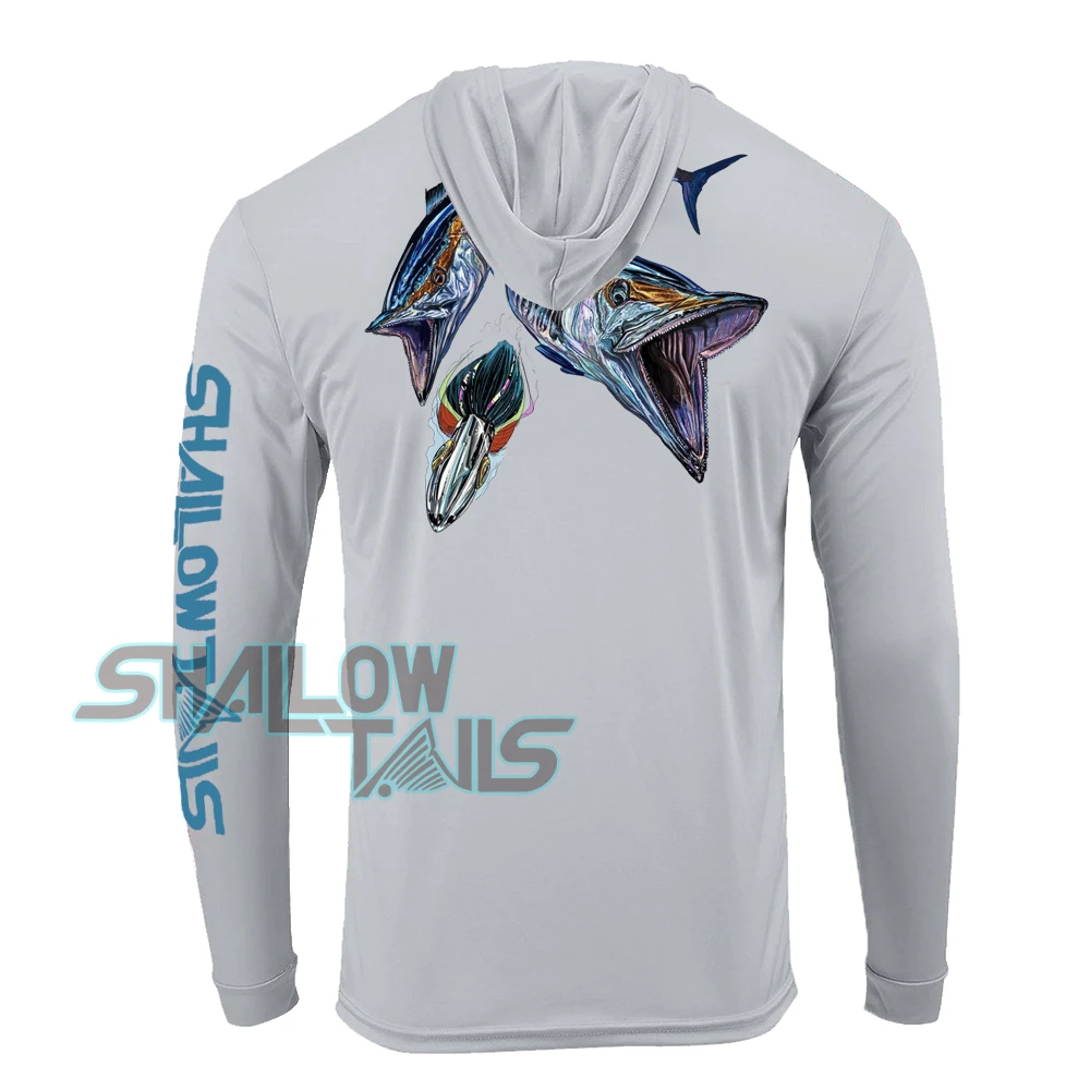 

Shallow Tails Fishing Shirt Mens Long Sleeve Sun Protection Breathable Performance Fishing Wear Camisa De Pesca Summer UPF 50+