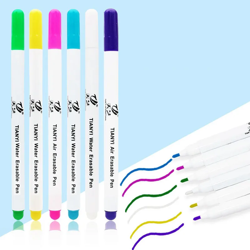 6 Pcs Set Ink Fabric Marker Pen DIY Art Cross Stitch Sewing Water Washable Erasable Pen Dressmaking Tailor's Pen
