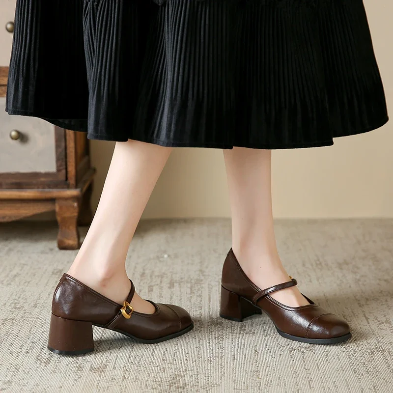 Новинка 2024 женская обувь Мэри Джейн модные туфли-лодочки с квадратным носком